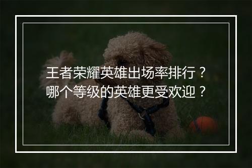 王者荣耀英雄出场率排行?哪个等级的英雄更受欢迎?