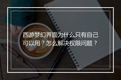 西游梦幻界面为什么只有自己可以用?怎么解决权限问题?