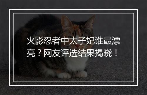 火影忍者中太子妃谁最漂亮？网友评选结果揭晓！