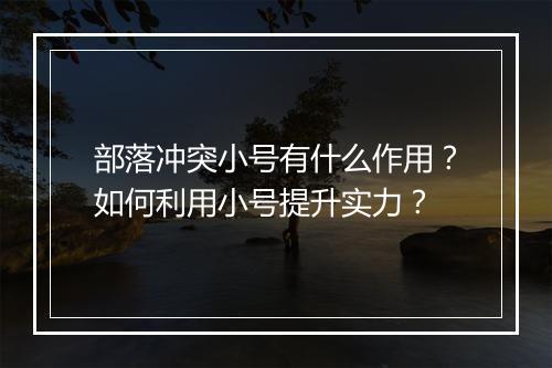 部落冲突小号有什么作用?如何利用小号提升实力?