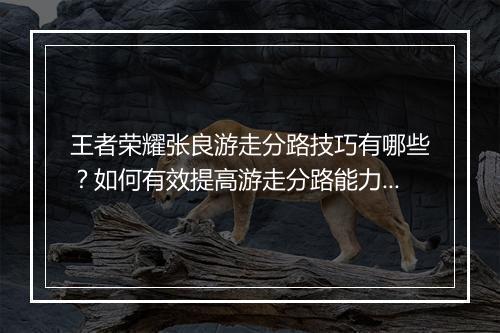 王者荣耀张良游走分路技巧有哪些？如何有效提高游走分路能力？