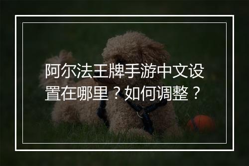 阿尔法王牌手游中文设置在哪里?如何调整?