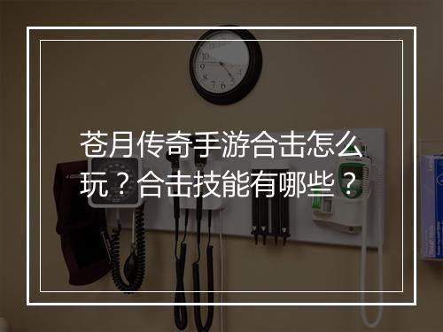 苍月传奇手游合击怎么玩?合击技能有哪些?