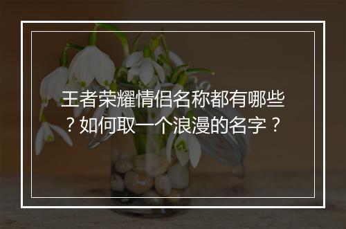 王者荣耀情侣名称都有哪些?如何取一个浪漫的名字?