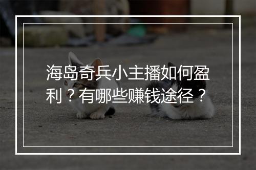 海岛奇兵小主播如何盈利?有哪些赚钱途径?
