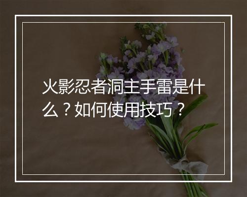 火影忍者洞主手雷是什么?如何使用技巧?