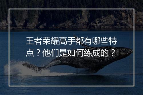 王者荣耀高手都有哪些特点？他们是如何练成的？