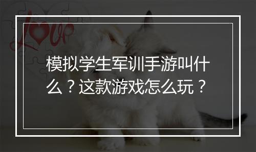 模拟学生军训手游叫什么?这款游戏怎么玩?