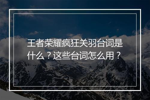 王者荣耀疯狂关羽台词是什么？这些台词怎么用？