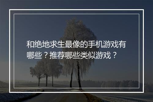和绝地求生最像的手机游戏有哪些?推荐哪些类似游戏?