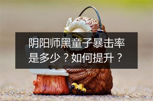 阴阳师黑童子暴击率是多少？如何提升？