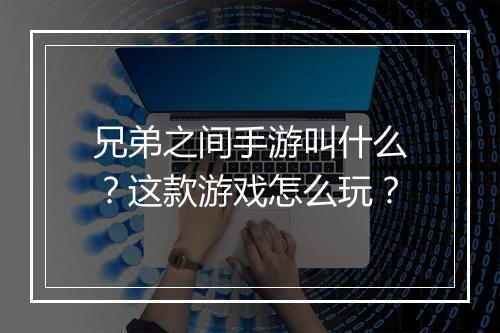 兄弟之间手游叫什么?这款游戏怎么玩?