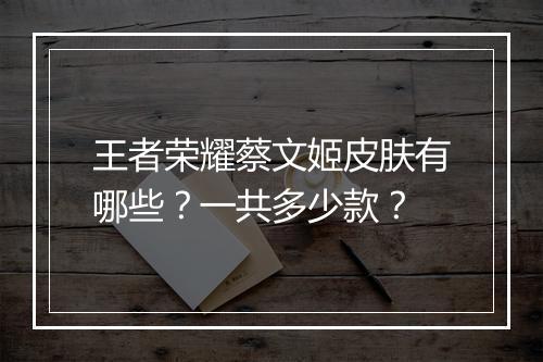 王者荣耀蔡文姬皮肤有哪些？一共多少款？