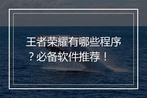 王者荣耀有哪些程序?必备软件推荐!