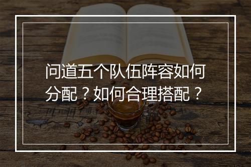 问道五个队伍阵容如何分配？如何合理搭配？