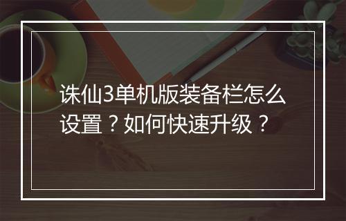 诛仙3单机版装备栏怎么设置？如何快速升级？