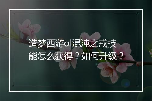 造梦西游ol混沌之戒技能怎么获得?如何升级?