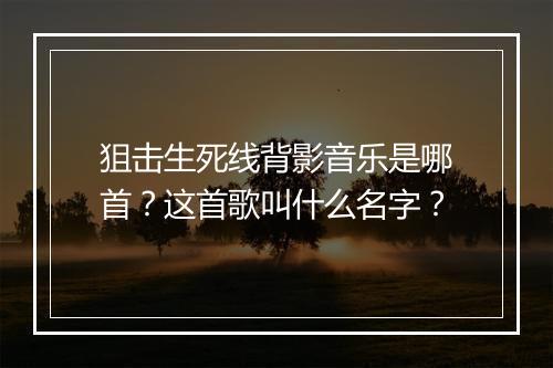 狙击生死线背影音乐是哪首?这首歌叫什么名字?