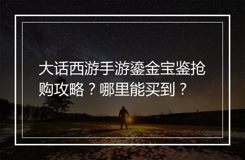 大话西游手游鎏金宝鉴抢购攻略?哪里能买到?