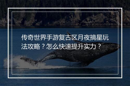 传奇世界手游复古区月夜摘星玩法攻略?怎么快速提升实力?