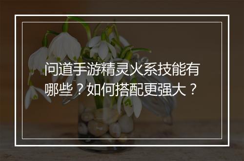 问道手游精灵火系技能有哪些？如何搭配更强大？