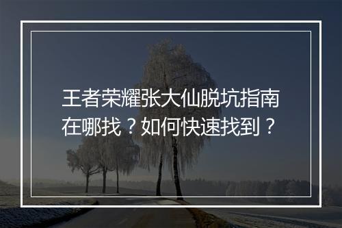 王者荣耀张大仙脱坑指南在哪找?如何快速找到?