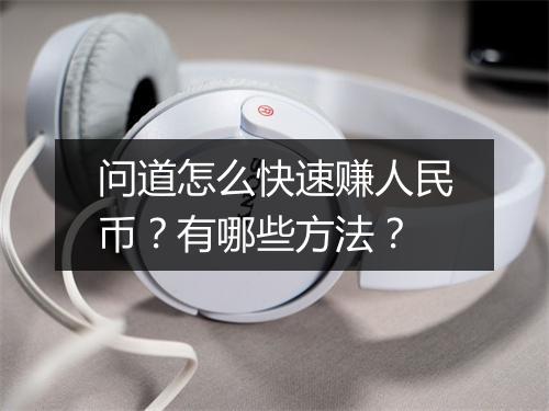 问道怎么快速赚人民币？有哪些方法？