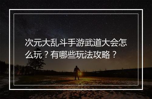次元大乱斗手游武道大会怎么玩？有哪些玩法攻略？