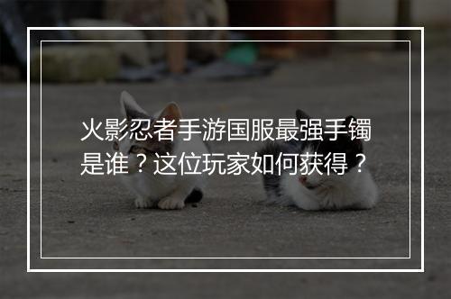 火影忍者手游国服最强手镯是谁?这位玩家如何获得?