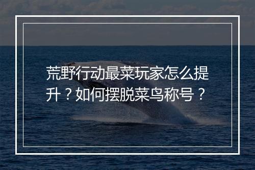 荒野行动最菜玩家怎么提升?如何摆脱菜鸟称号?