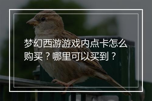 梦幻西游游戏内点卡怎么购买?哪里可以买到?