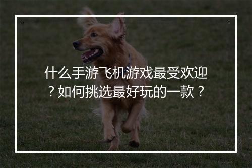 什么手游飞机游戏最受欢迎?如何挑选最好玩的一款?