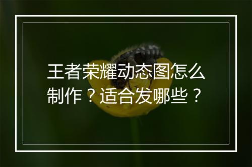 王者荣耀动态图怎么制作?适合发哪些?