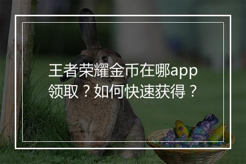 王者荣耀金币在哪app领取？如何快速获得？