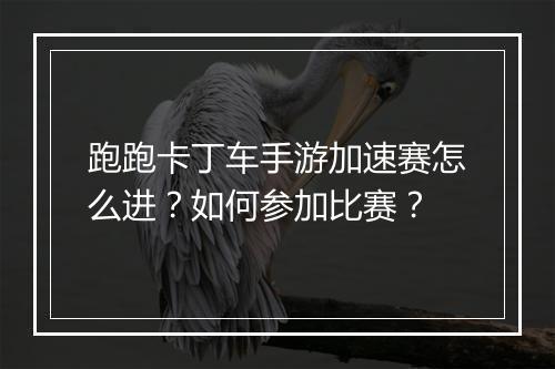 跑跑卡丁车手游加速赛怎么进?如何参加比赛?