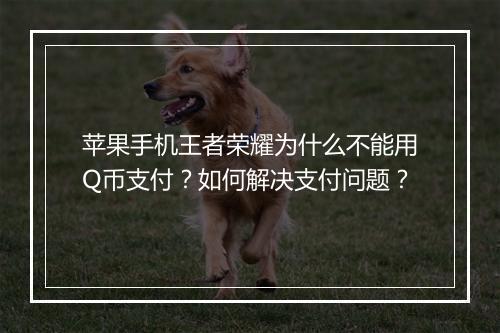 苹果手机王者荣耀为什么不能用Q币支付?如何解决支付问题?
