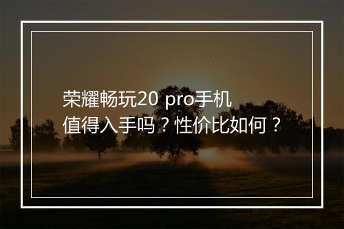 荣耀畅玩20 pro手机值得入手吗?性价比如何?