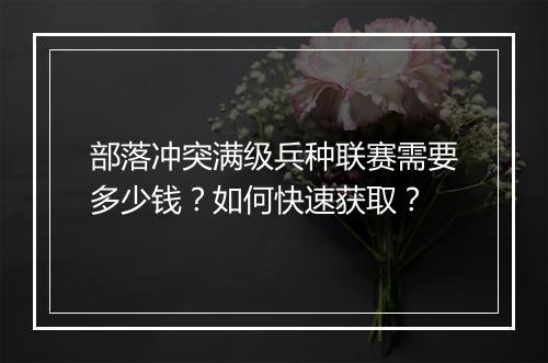 部落冲突满级兵种联赛需要多少钱?如何快速获取?