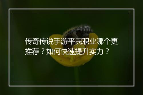 传奇传说手游平民职业哪个更推荐？如何快速提升实力？