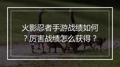 火影忍者手游战绩如何？厉害战绩怎么获得？