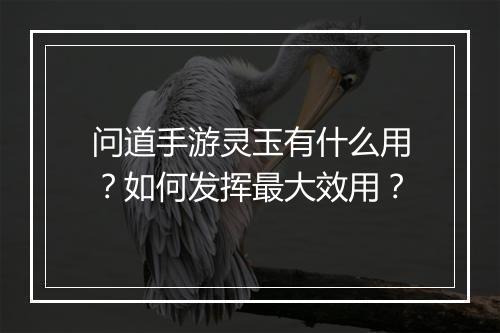 问道手游灵玉有什么用？如何发挥最大效用？