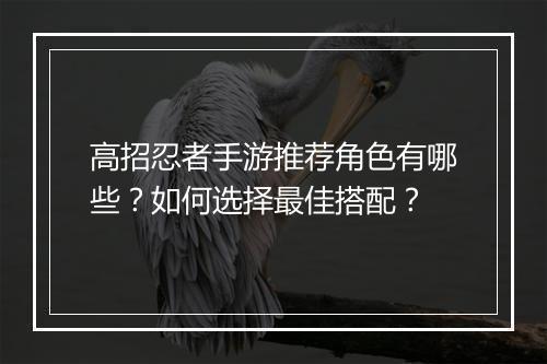 高招忍者手游推荐角色有哪些?如何选择最佳搭配?