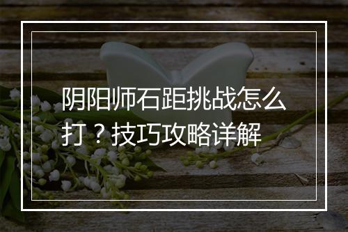 阴阳师石距挑战怎么打?技巧攻略详解