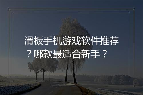 滑板手机游戏软件推荐？哪款最适合新手？