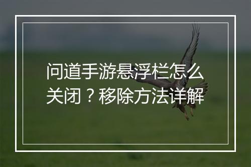 问道手游悬浮栏怎么关闭？移除方法详解