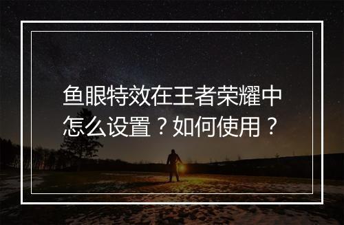 鱼眼特效在王者荣耀中怎么设置?如何使用?