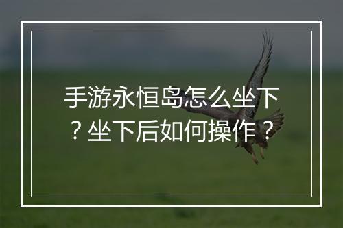 手游永恒岛怎么坐下?坐下后如何操作?