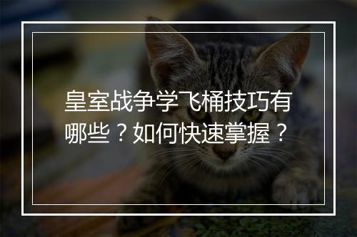 皇室战争学飞桶技巧有哪些?如何快速掌握?