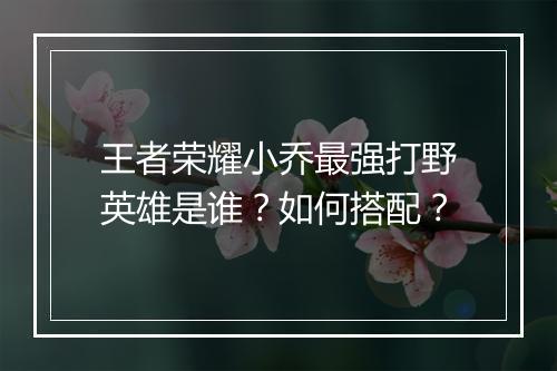 王者荣耀小乔最强打野英雄是谁？如何搭配？