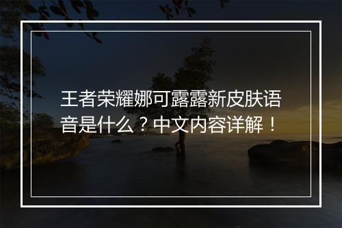 王者荣耀娜可露露新皮肤语音是什么?中文内容详解!